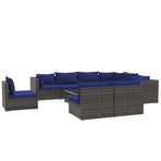 10 Piece Garden Lounge Set with Cushions Poly Rattan Grey