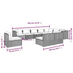 10 Piece Garden Lounge Set with Cushions Poly Rattan Black