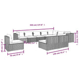 10 Piece Garden Lounge Set with Cushions Poly Rattan Grey