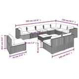 11 Piece Garden Lounge Set with Cushions Poly Rattan Black
