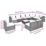 11 Piece Garden Lounge Set with Cushions Poly Rattan Black