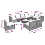11 Piece Garden Lounge Set with Cushions Poly Rattan Brown - Rear View