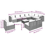 11 Piece Garden Lounge Set with Cushions Poly Rattan Brown - Rear View