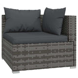 11 Piece Garden Lounge Set with Cushions Poly Rattan Grey - Side View