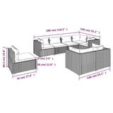 8 Piece Garden Lounge Set with Cushions Poly Rattan Black - 45-Degree Angle