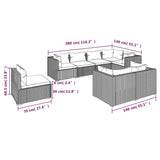 8 Piece Garden Lounge Set with Cushions Poly Rattan Black - 45-Degree Angle