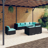 8 Piece Garden Lounge Set with Cushions Poly Rattan Black