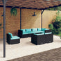 8 Piece Garden Lounge Set with Cushions Poly Rattan Black