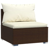 8 Piece Garden Lounge Set with Cushions Poly Rattan Brown - Top-Down View
