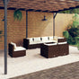 8 Piece Garden Lounge Set with Cushions Poly Rattan Brown