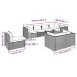 8 Piece Garden Lounge Set with Cushions Poly Rattan Brown - 45-Degree Angle