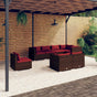 8 Piece Garden Lounge Set with Cushions Poly Rattan Brown