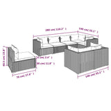 8 Piece Garden Lounge Set with Cushions Poly Rattan Grey - 45-Degree Angle