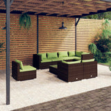 9 Piece Garden Lounge Set with Cushions Poly Rattan Brown