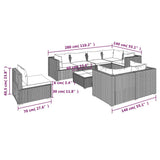 9 Piece Garden Lounge Set with Cushions Poly Rattan Grey - Rear View