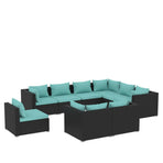 9 Piece Garden Lounge Set with Cushions Poly Rattan Black