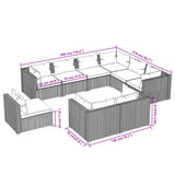 9 Piece Garden Lounge Set with Cushions Poly Rattan Black - 45-Degree Angle
