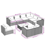 10 Piece Garden Lounge Set with Cushions Poly Rattan Brown