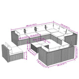 10 Piece Garden Lounge Set with Cushions Poly Rattan Brown - Rear View