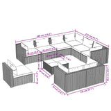 10 Piece Garden Lounge Set with Cushions Poly Rattan Brown - Rear View