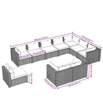 10 Piece Garden Lounge Set with Cushions Poly Rattan Black