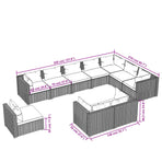 10 Piece Garden Lounge Set with Cushions Poly Rattan Black