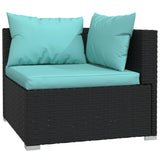 11 Piece Garden Lounge Set with Cushions Poly Rattan Black - Side View