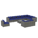 11 Piece Garden Lounge Set with Cushions Poly Rattan Grey