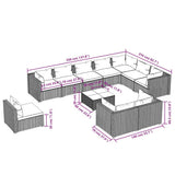 11 Piece Garden Lounge Set with Cushions Poly Rattan Grey