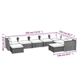 9 Piece Garden Lounge Set with Cushions Poly Rattan Grey