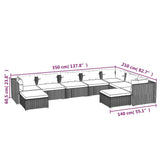 9 Piece Garden Lounge Set with Cushions Poly Rattan Grey