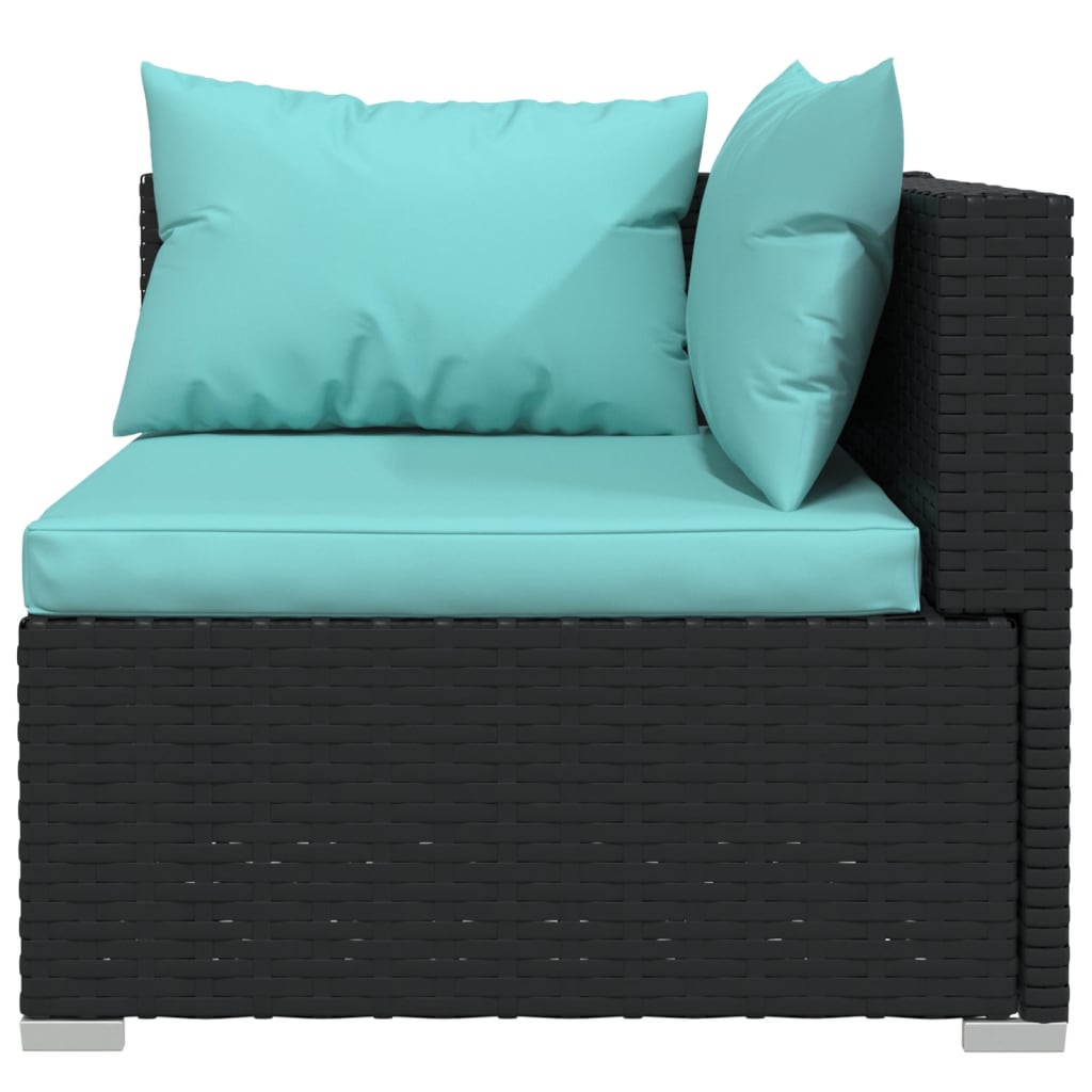 10 Piece Garden Lounge Set with Cushions Poly Rattan Black