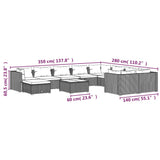 11 Piece Garden Lounge Set with Cushions Poly Rattan Black - Extra Image