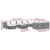 11 Piece Garden Lounge Set with Cushions Poly Rattan Grey