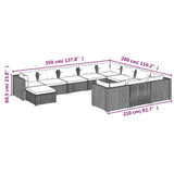 11 Piece Garden Lounge Set with Cushions Poly Rattan Black