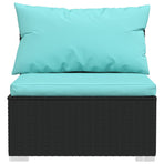 11 Piece Garden Lounge Set with Cushions Poly Rattan Black