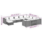 11 Piece Garden Lounge Set with Cushions Poly Rattan Black