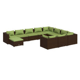 11 Piece Garden Lounge Set with Cushions Poly Rattan Brown