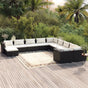 11 Piece Garden Lounge Set with Cushions Poly Rattan Black