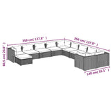 11 Piece Garden Lounge Set with Cushions Poly Rattan Black - Extra Image