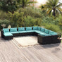 11 Piece Garden Lounge Set with Cushions Poly Rattan Black