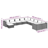 11 Piece Garden Lounge Set with Cushions Poly Rattan Grey - Extra Image