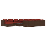 12 Piece Garden Lounge Set with Cushions Poly Rattan Brown - Front View
