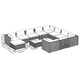 12 Piece Garden Lounge Set with Cushions Poly Rattan Grey - Extra Image