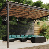 12 Piece Garden Lounge Set with Cushions Poly Rattan Black