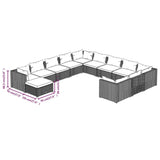 12 Piece Garden Lounge Set with Cushions Poly Rattan Black - Extra Image