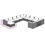 12 Piece Garden Lounge Set with Cushions Poly Rattan Grey