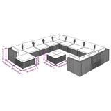 13 Piece Garden Lounge Set with Cushions Poly Rattan Grey - Extra Image