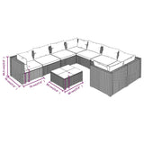 9 Piece Garden Lounge Set with Cushions Poly Rattan Brown - Extra Image