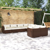8 Piece Garden Lounge Set with Cushions Poly Rattan Brown